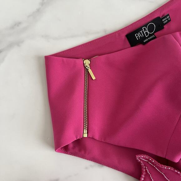 PatBo Flower Appliqué Cut-Out Mini Dress Pink Sz 6 Feminine luxury Designer - Picture 10 of 16